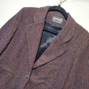 VTG Adolfo International Blazer Women 8P Multicolor Wool Tweed Career Jacket USA